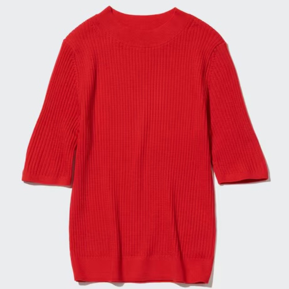 UNIQLO EXTRA FINE MERINO RIBBED MOCK NECK SWEATER